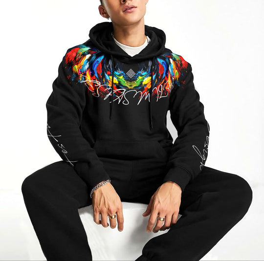 FesFas color-print Hoodie | Black | Men