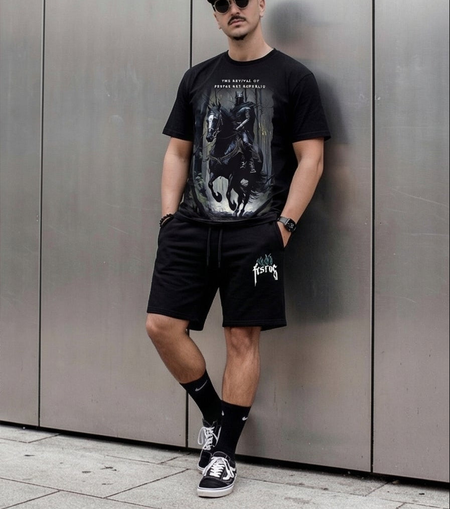 FesFas dark knight-print T-shirt Set | Black | Men