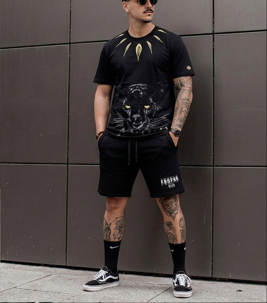 FesFas black panther-print T-shirt Set | Black | Men
