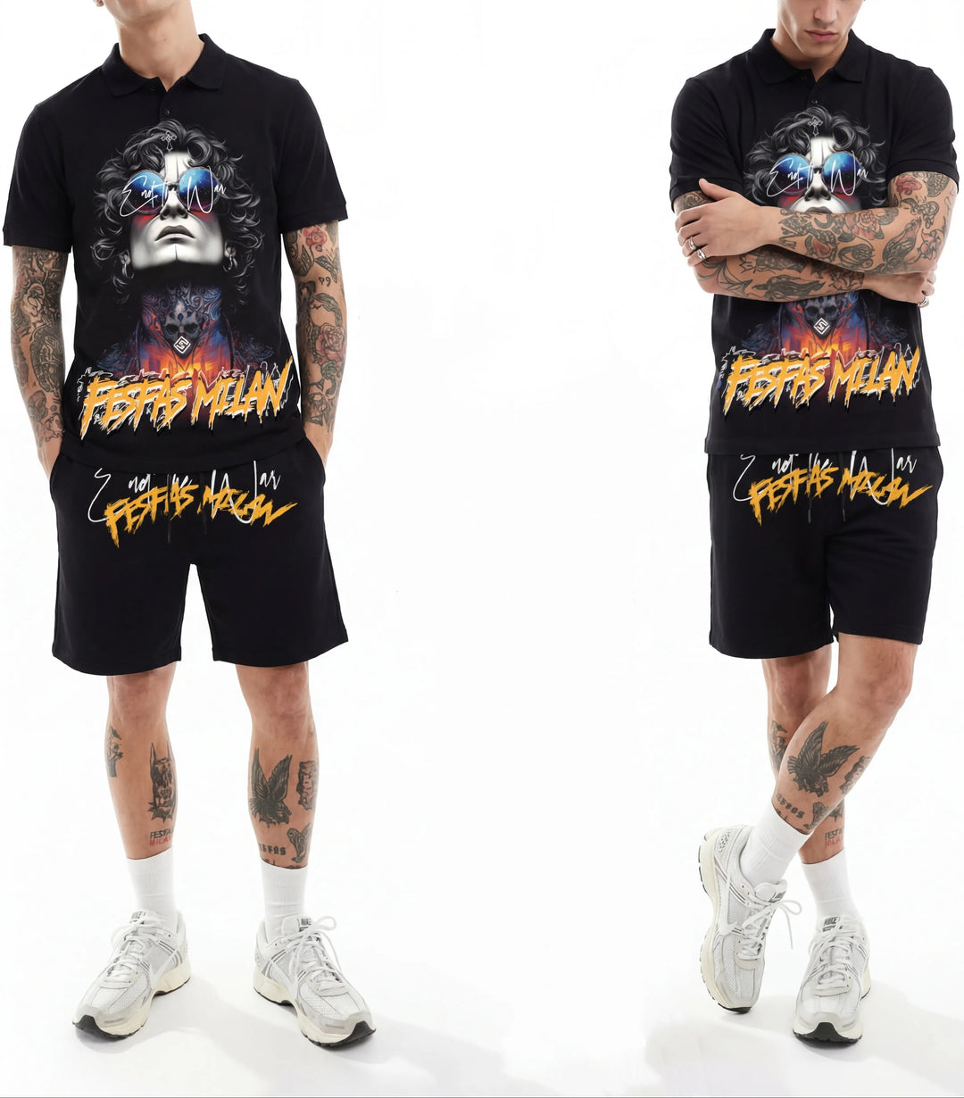 FesFas tattoo man-print Polo Set | Men | Black