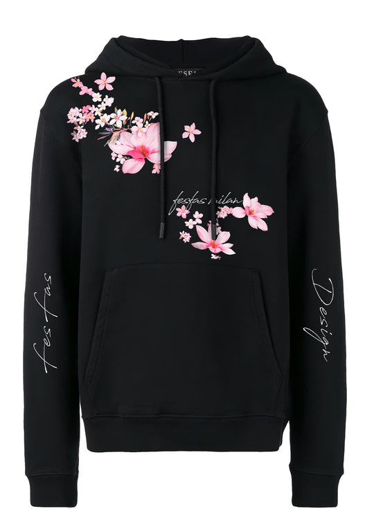 FesFas cherry blossom-print Hoodie | Black | Men