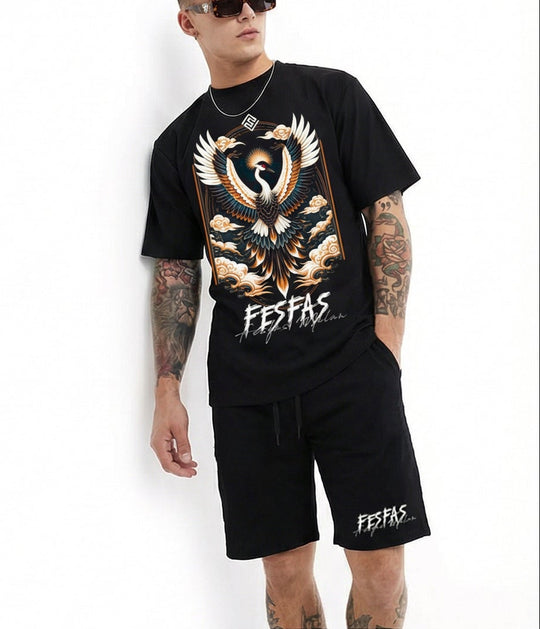 FesFas phoenix-print T-shirt Set | Black | Men