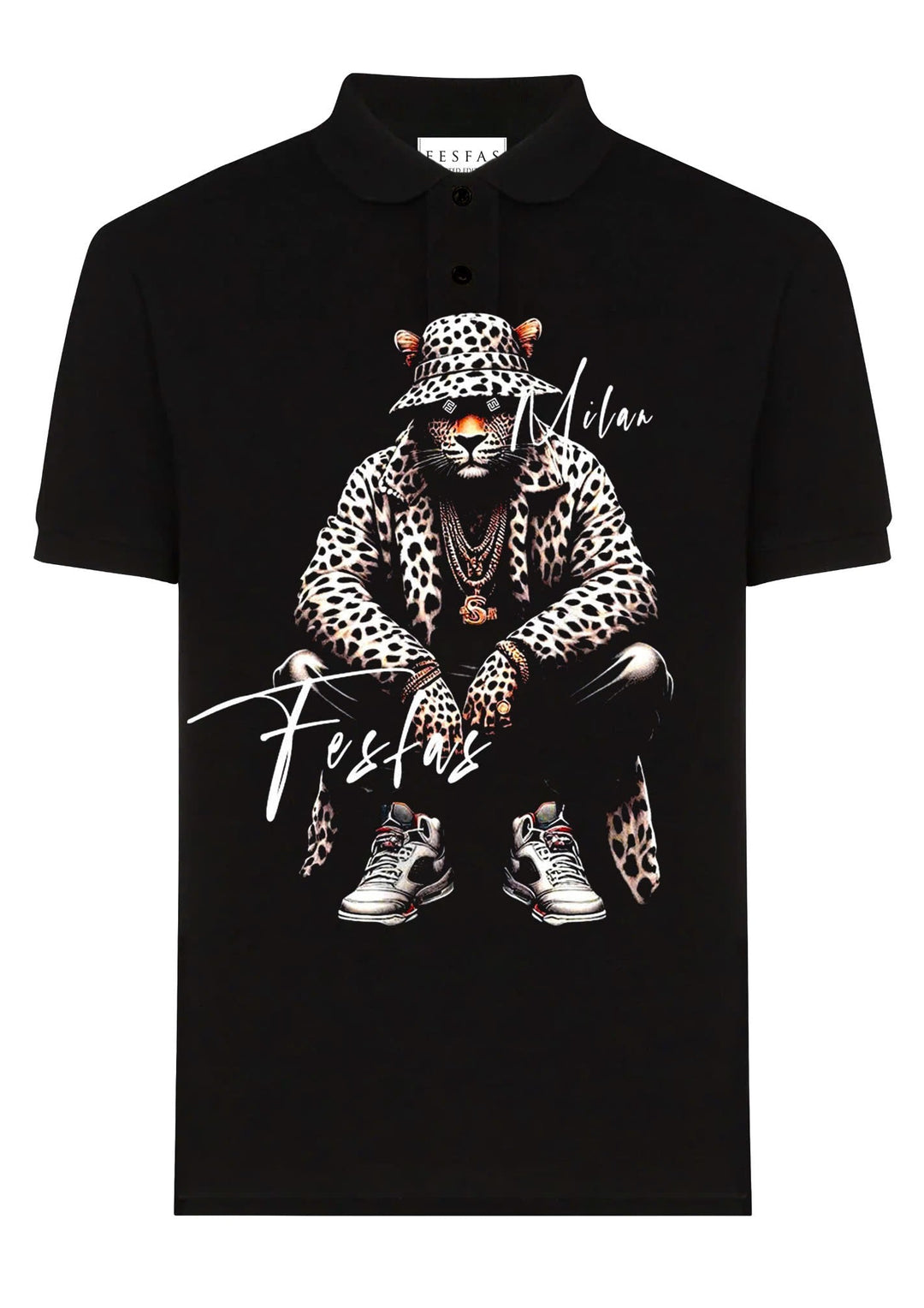 FesFas Leopard-print Polo Shirt | Men | Black