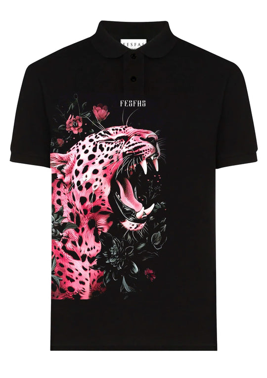 FesFas Pink Leopard-print Polo Shirt | Men | Black
