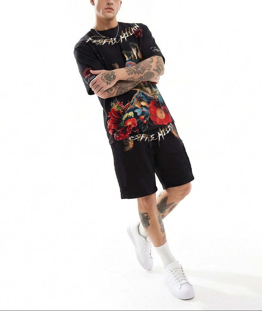 FesFas wolf-print T-shirt Set | Black | Men
