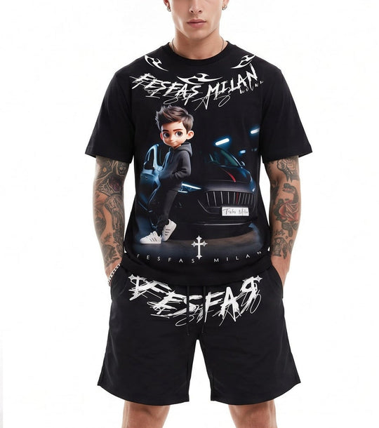 FesFas racing boy-print T-shirt Set | Black | Men