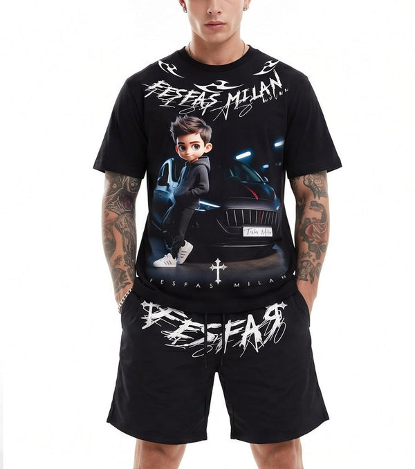 FesFas racing boy-print T-shirt Set | Black | Men