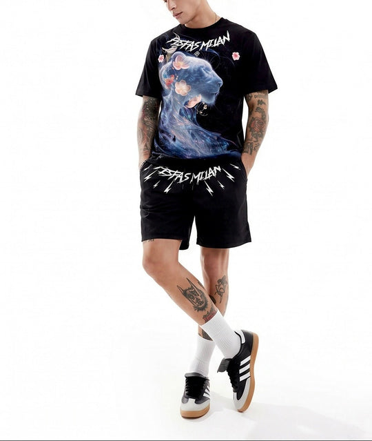 FesFas galaxy lioness-print T-shirt Set | Black | Men
