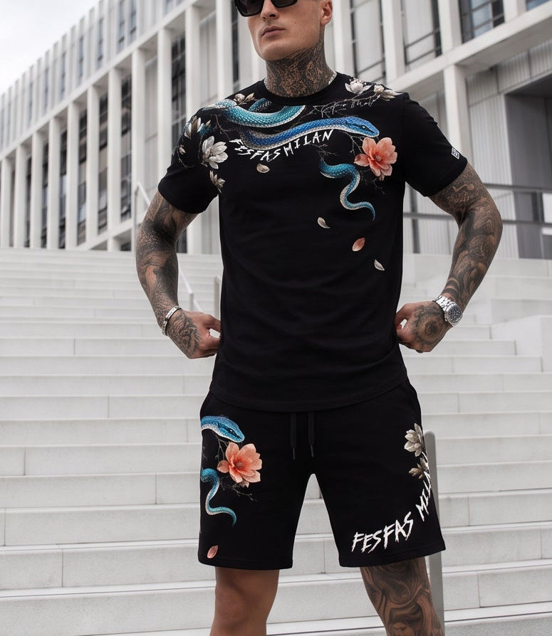 FesFas jade snake-print T-shirt Set
