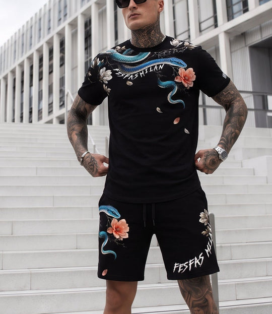 FesFas jade snake-print T-shirt Set