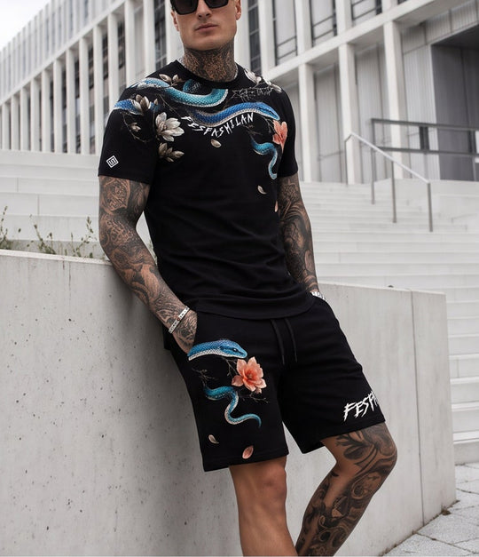 FesFas jade snake-print T-shirt Set