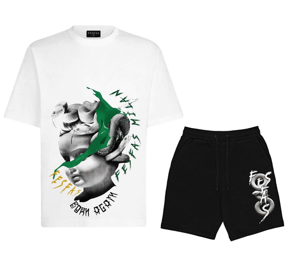 FesFas born again-print T-shirt Set | Black & White