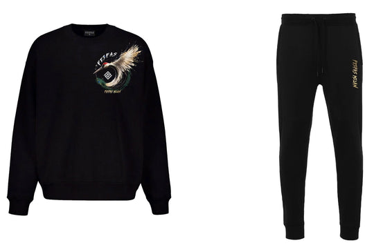FesFas red-crowned crane-print Sweatshirt Set