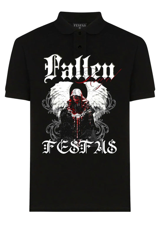 FesFas Angel-print Polo Shirt | Men | Black