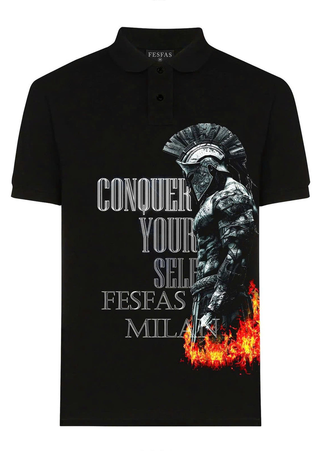 FesFas Spartan Warrior-print Polo Shirt | Men | Black