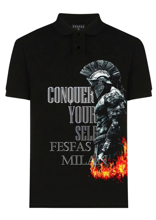FesFas Spartan Warrior-print Polo Shirt | Men | Black