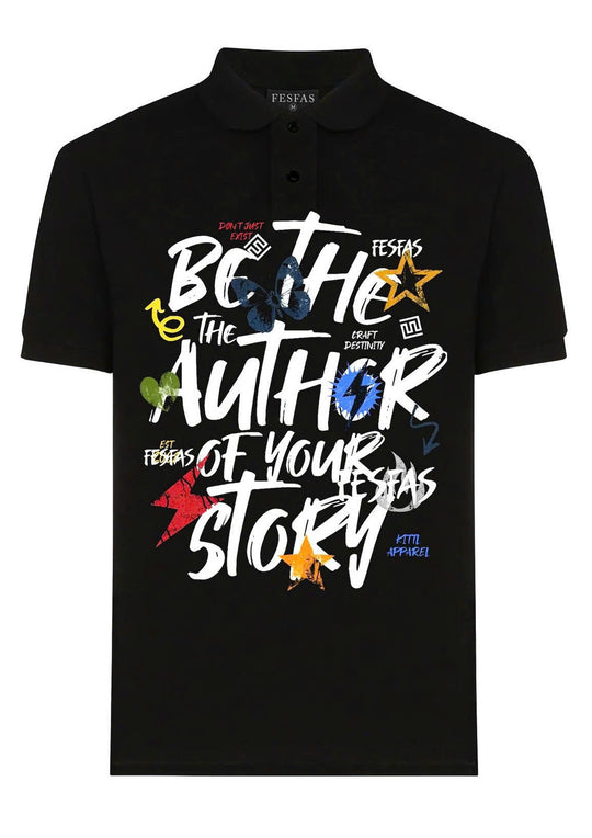 FesFas "Author of Your Story"-print Polo Shirt | Men | Black