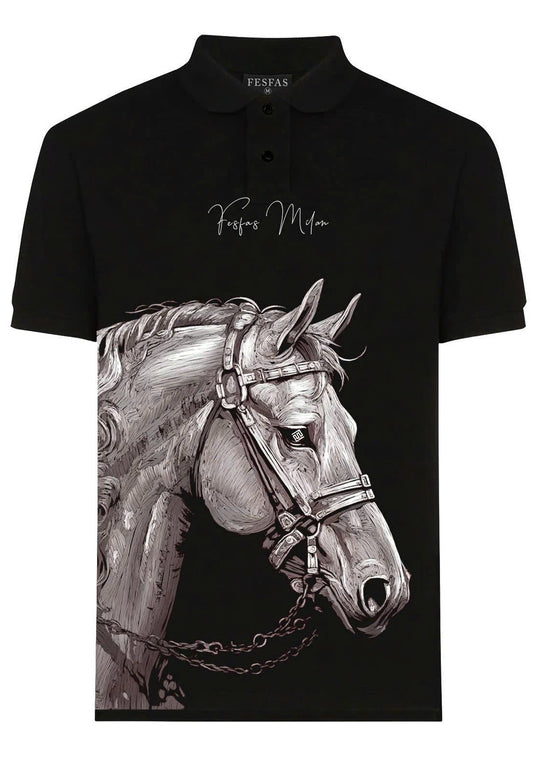FesFas Horse-print Polo Shirt | Men | Black