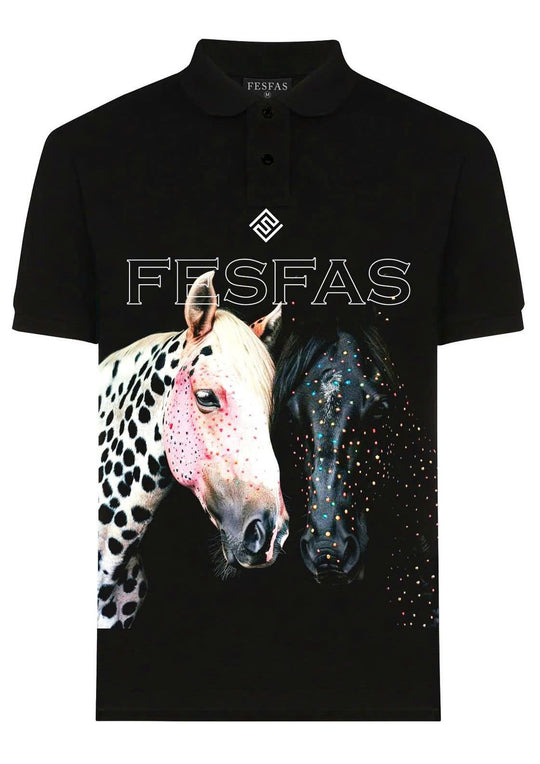 FesFas Horse-print Polo Shirt | Men | Black
