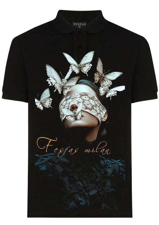 FesFas Girl-print Polo Shirt | Men | Black