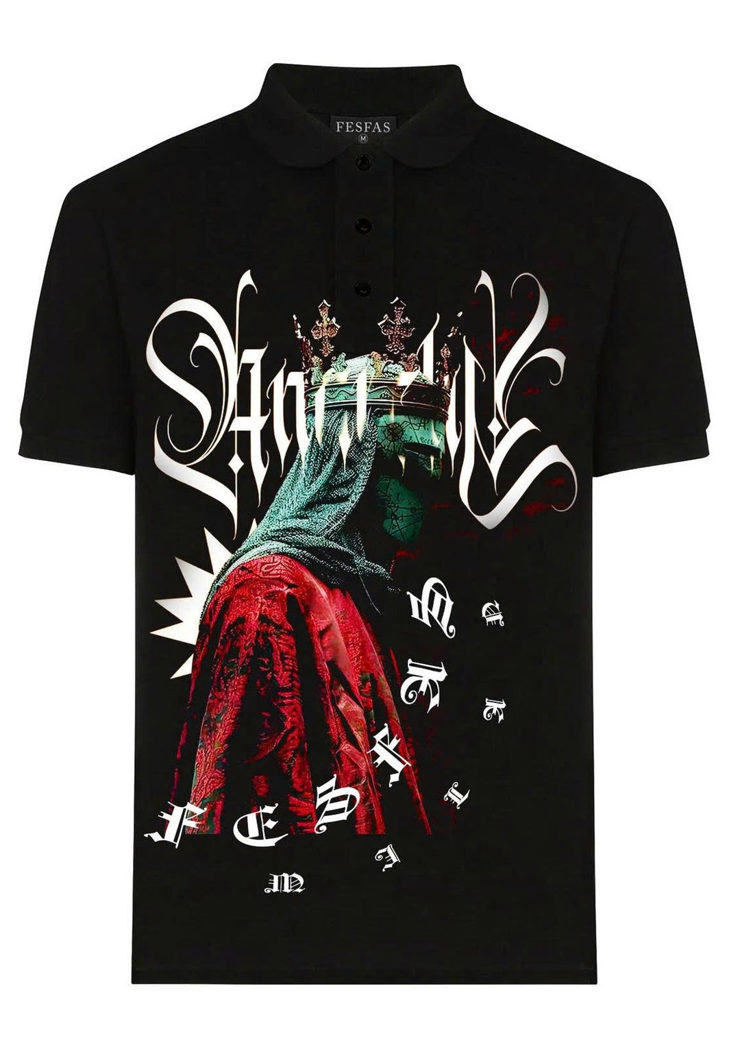 FesFas Virgin Mary-print Polo Shirt | Men | Black