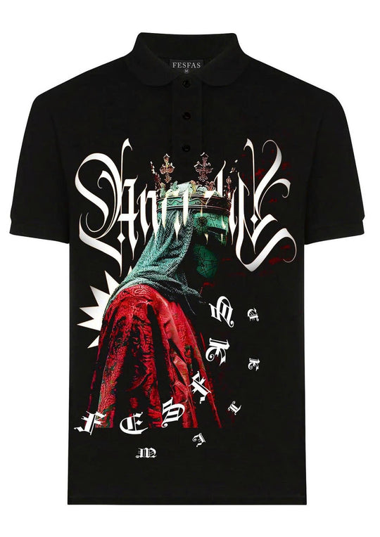 FesFas Virgin Mary-print Polo Shirt | Men | Black