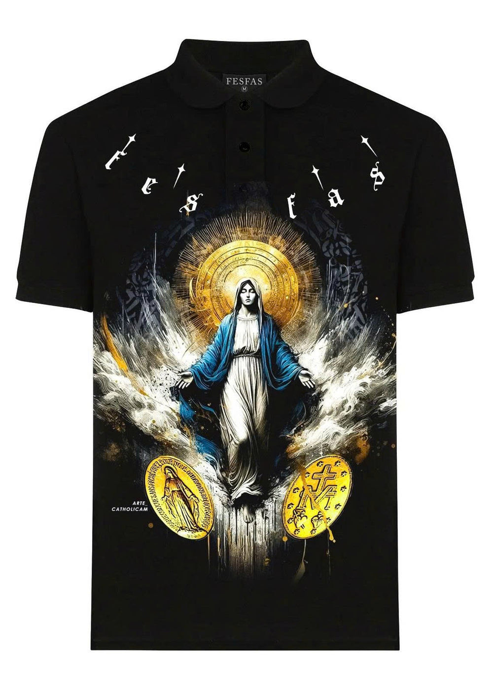 FesFas God-print Polo Shirt