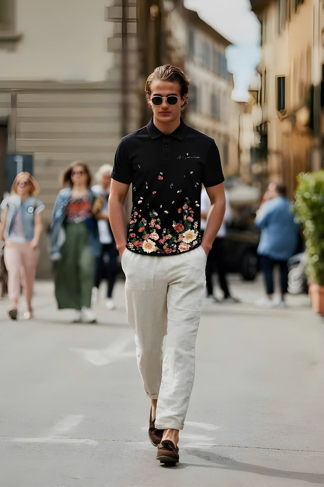 FesFas Floral-print Polo Shirt | Men | Black