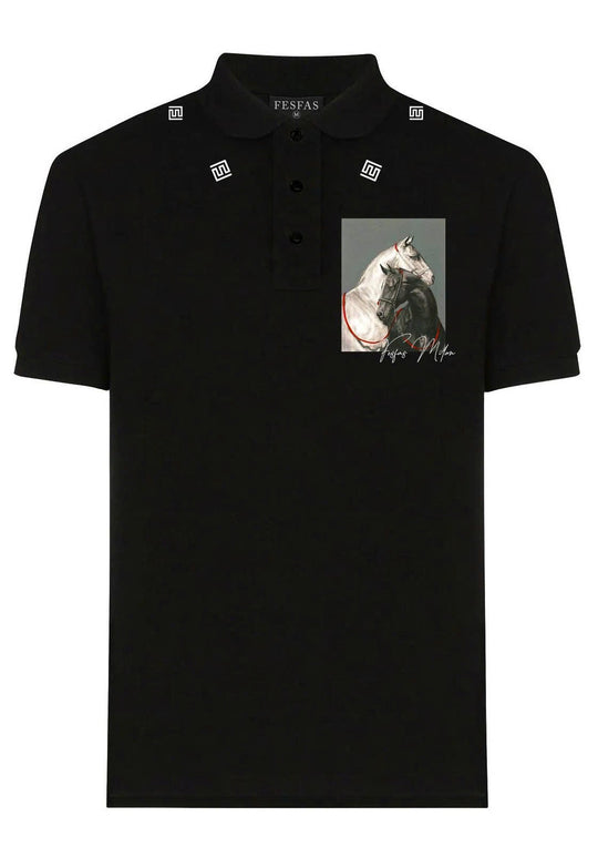 FesFas Horse-print Polo Shirt | Men | Black