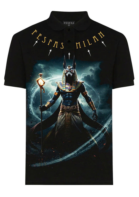 FesFas Anubis-print Polo Shirt | Men | Black