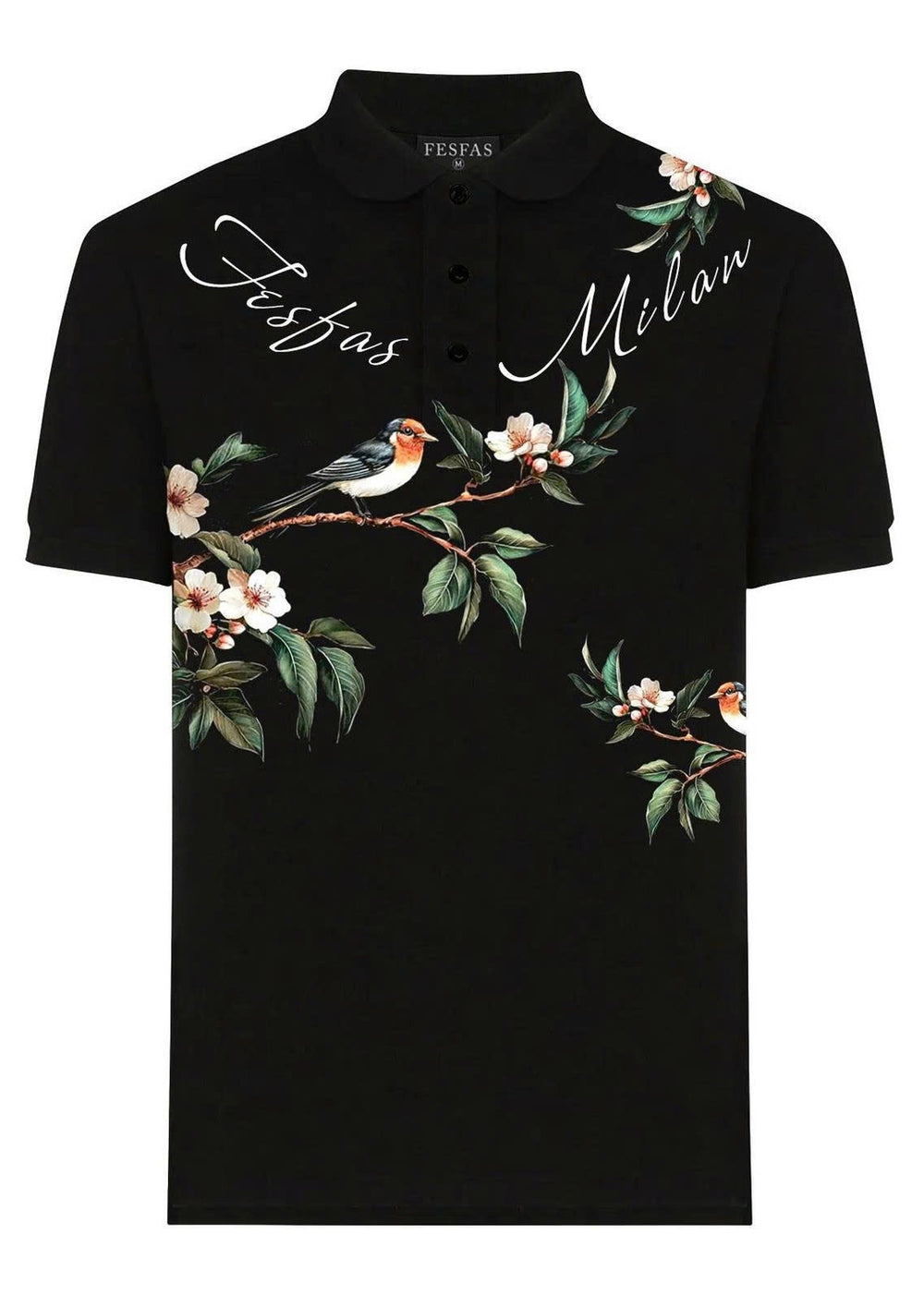 FesFas Floral Bird-print Polo Shirt
