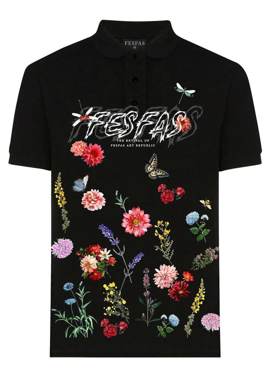 FesFas Floral-print Polo Shirt | Men | Black