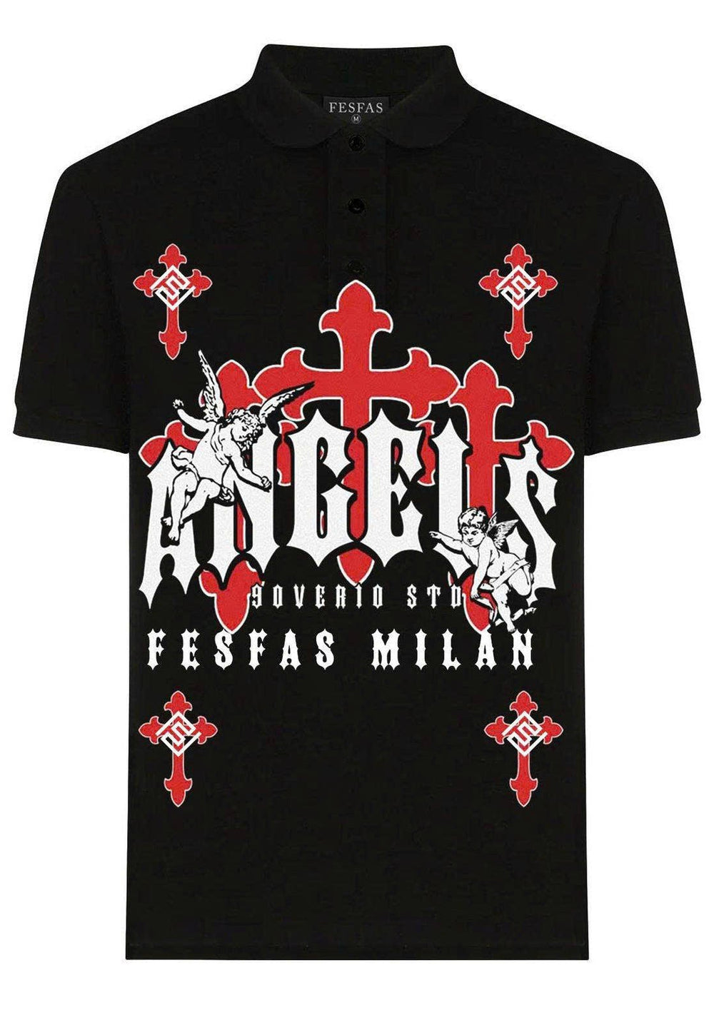 FesFas red cross-print Polo Shirt