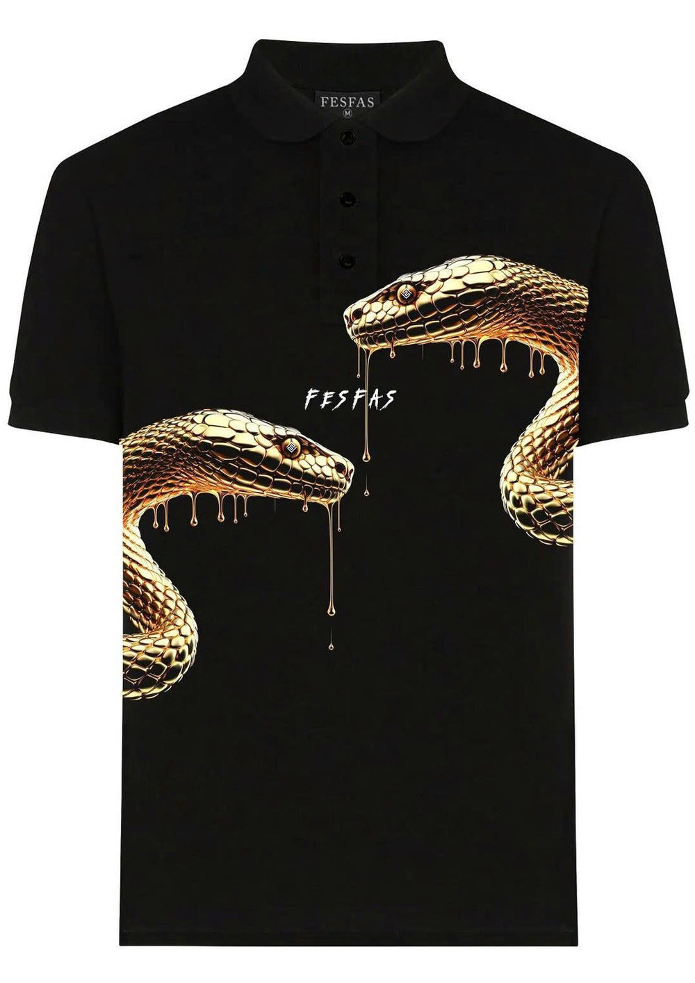 FesFas golden snake-print Polo Shirt