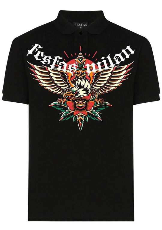 FesFas Eagle-print Polo Shirt | Men | Black