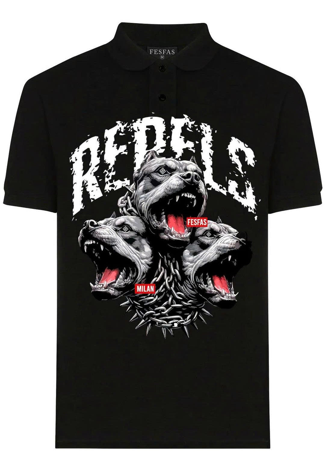 FesFas Bulldog-print Polo Shirt | Men | Black