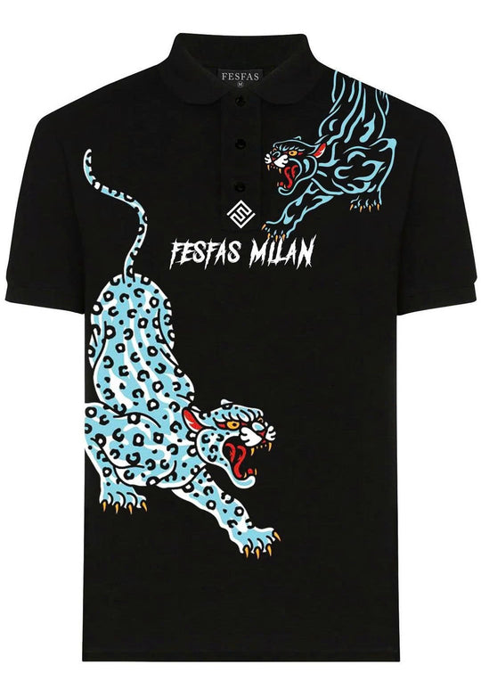 FesFas Leopard-print Polo Shirt | Men | Black