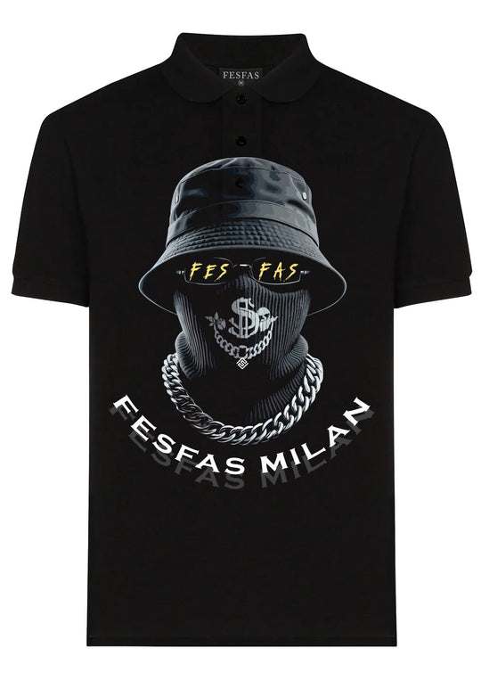FesFas black mask-print Polo Shirt