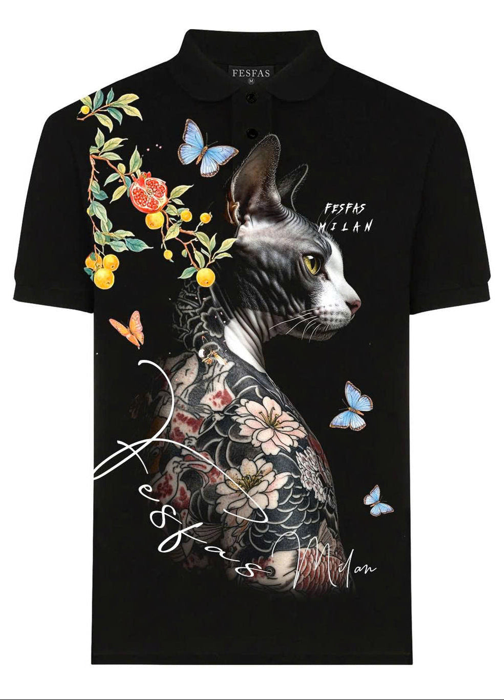 FesFas sphynx-print Polo Shirt | Men | Black