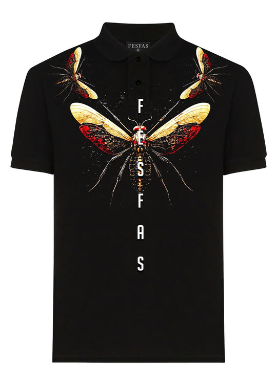 FesFas Fly-print Polo Shirt | Men | Black