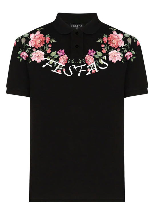 FesFas Floral-print Polo Shirt | Men | Black