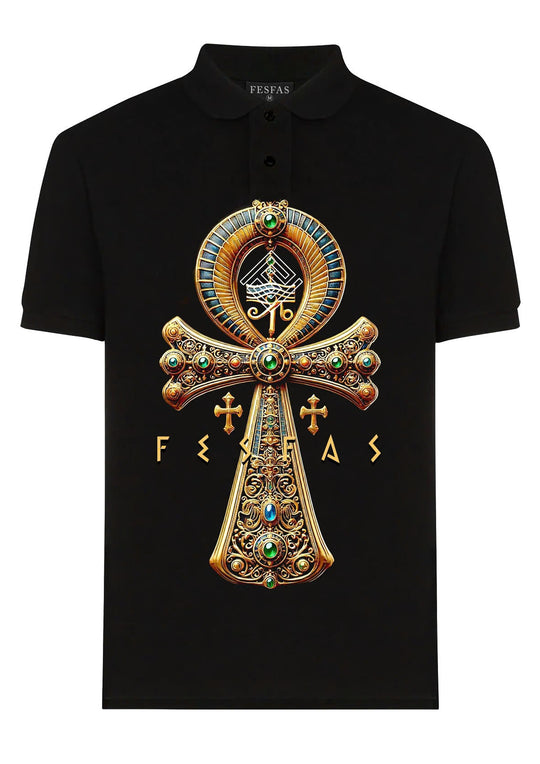 FesFas Ankh-print Polo Shirt | Men | Black