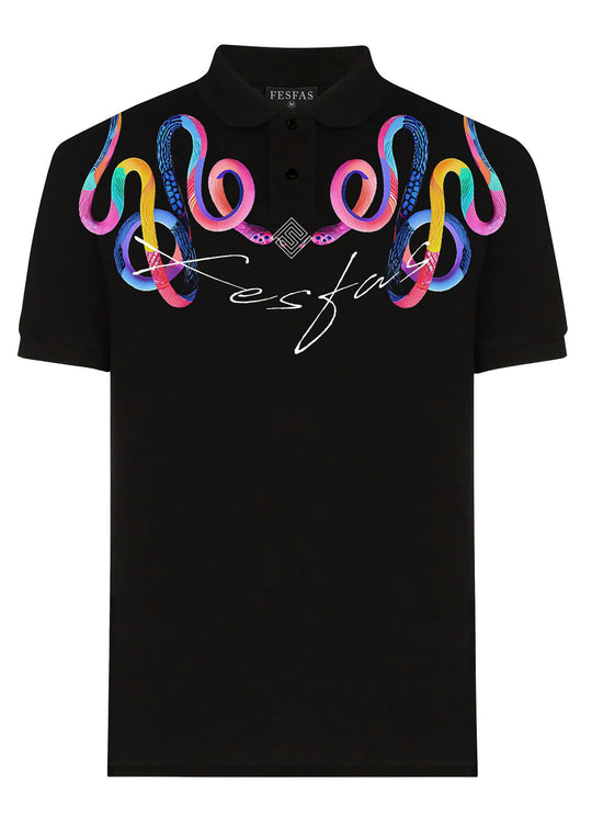 FesFas Snake-print Polo Shirt | Men | Black