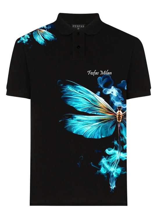 FesFas Dragonfly-print Polo Shirt | Men | Black