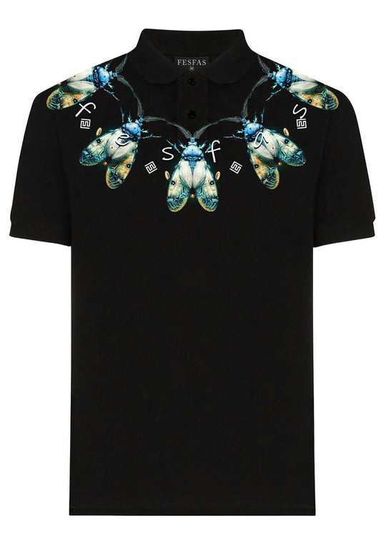 FesFas Beetle-print Polo Shirt | Men | Black