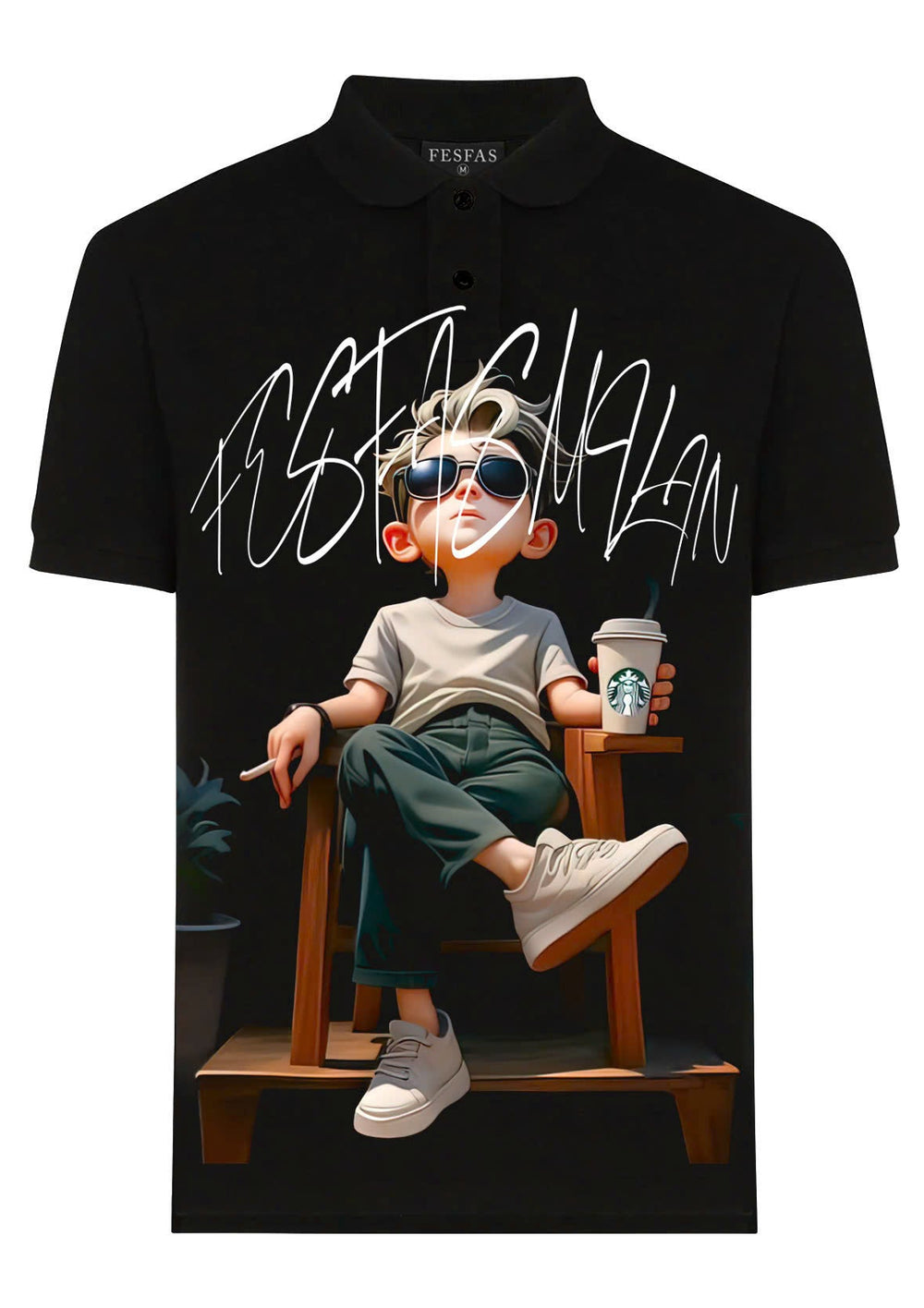 FesFas Relaxed Boy-print Polo Shirt