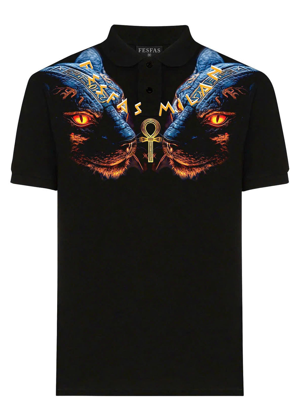 FesFas blue panther-print Polo Shirt