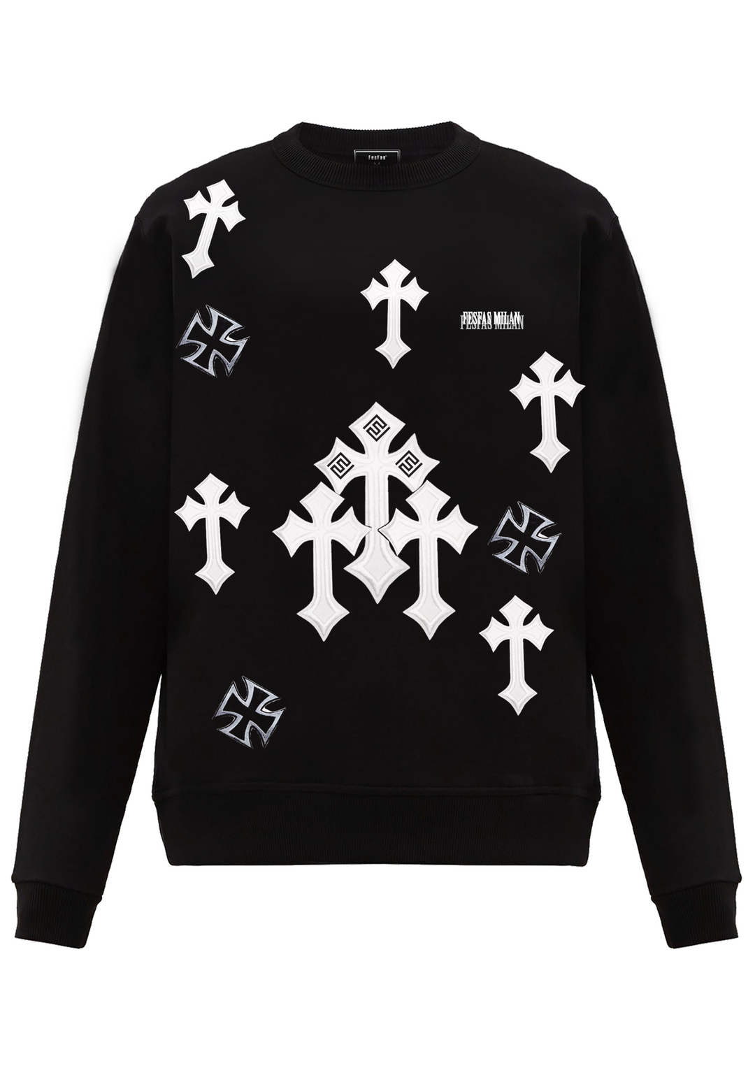 FesFas Cross-print Sweatshirt Set | Black | Men