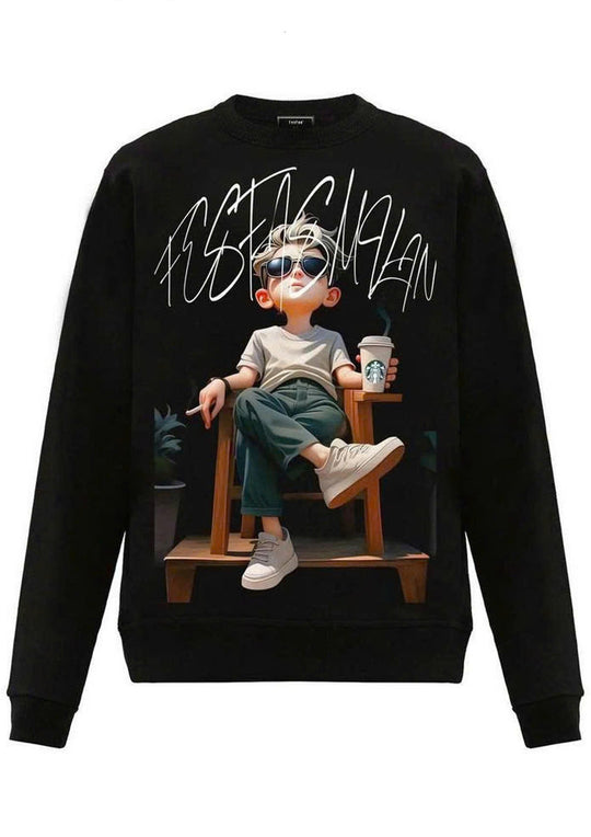 FesFas Boy-print Sweatshirt Set | Black | Men