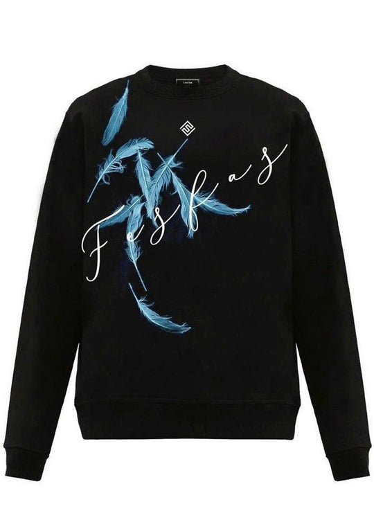 FesFas Feathers-print Sweatshirt Set | Black | Men